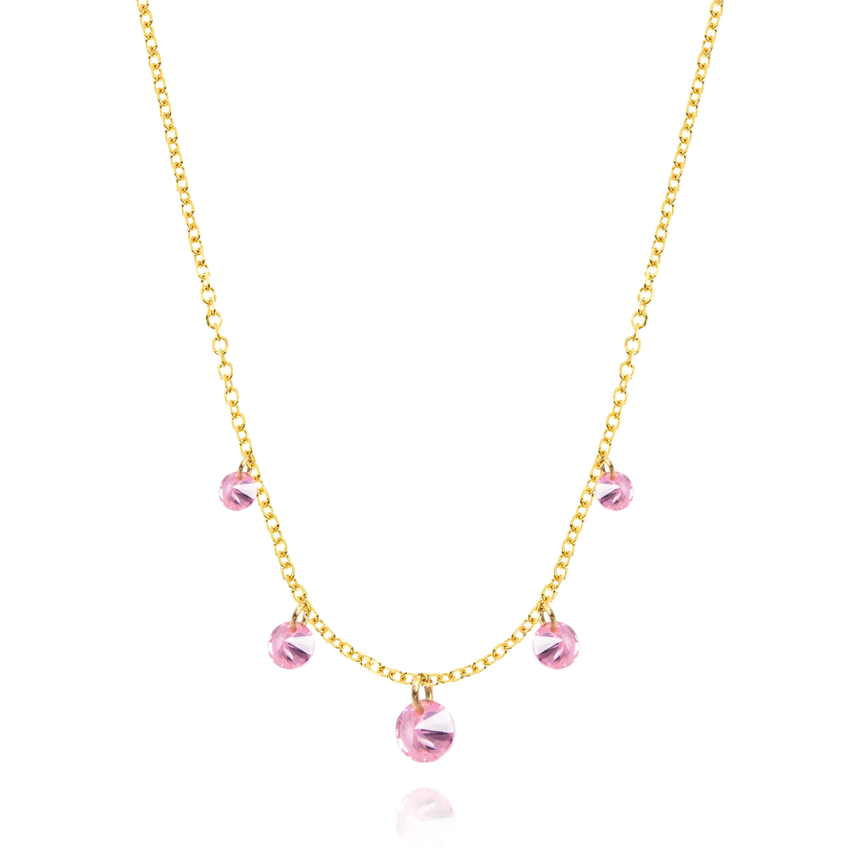 Collana Zircone Rosa d'Oro Vero