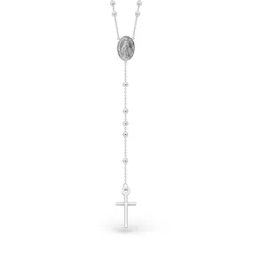 Rosario oro bianco 18kt sfere lucide 50cm
